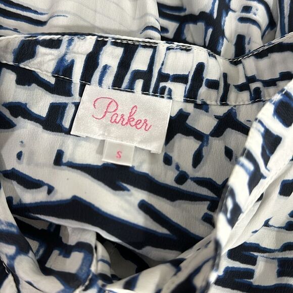 Parker Silk 3/4 Sleeve Printed Collared Blouse Top Size S - Picture 5 of 8